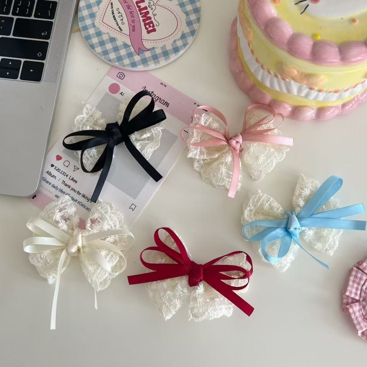 2Pcs Elegant Lace Bow Hairpins - Lace Ribbon Trim review and price