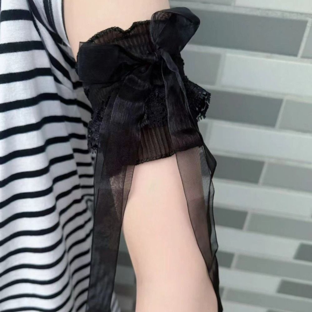 Fashion Lace Lolita Arm Sleeve - Lace Ribbon Trim review and price