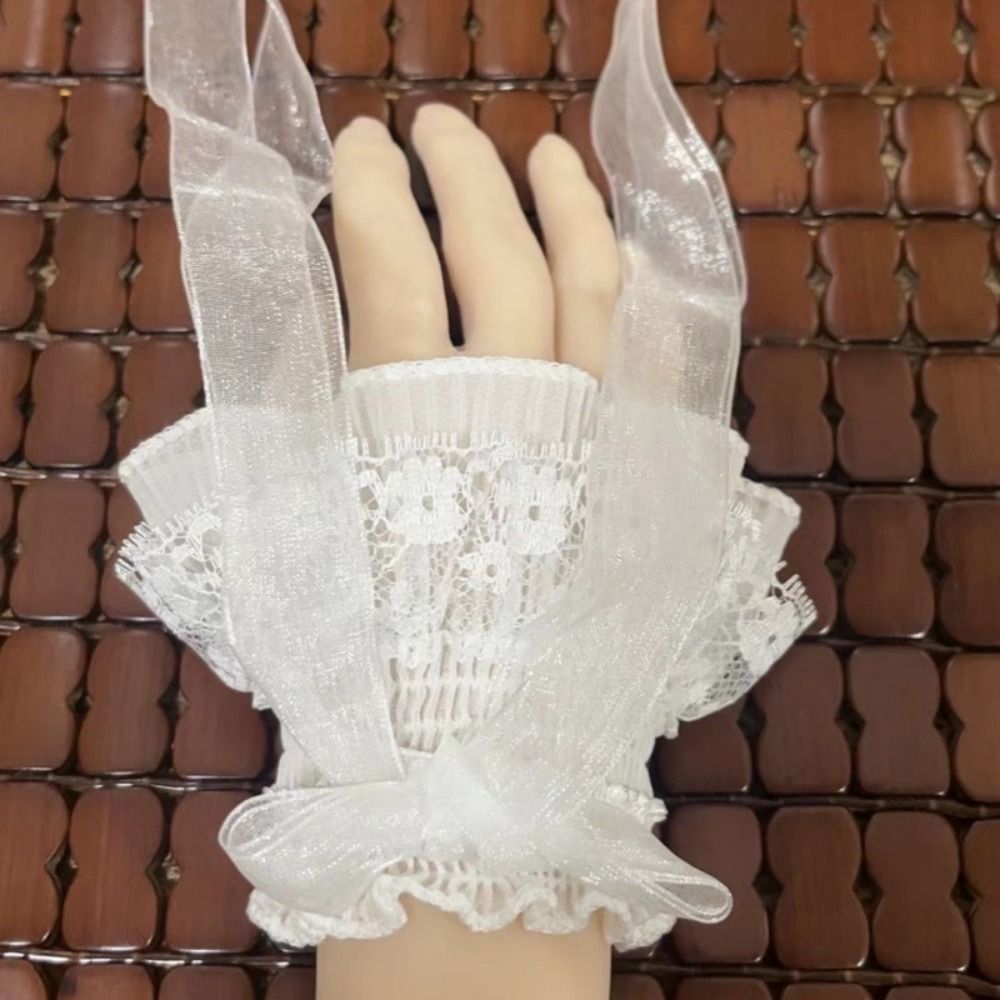 Fashion Lace Lolita Arm Sleeve - Lace Ribbon Trim review and price