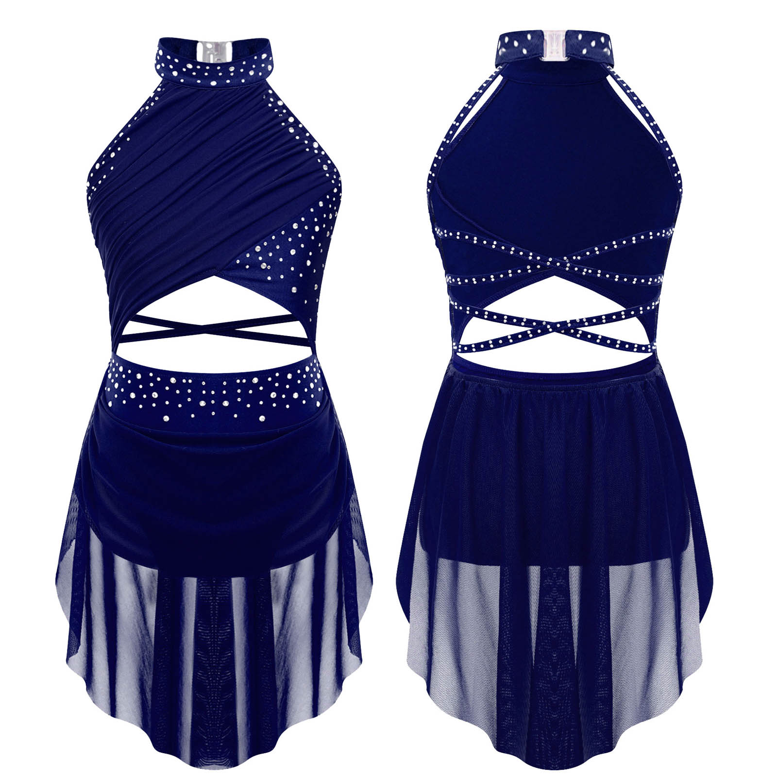 Kids Girls Ballet Leotard Dres - Rhinestone Banding Trim review and price