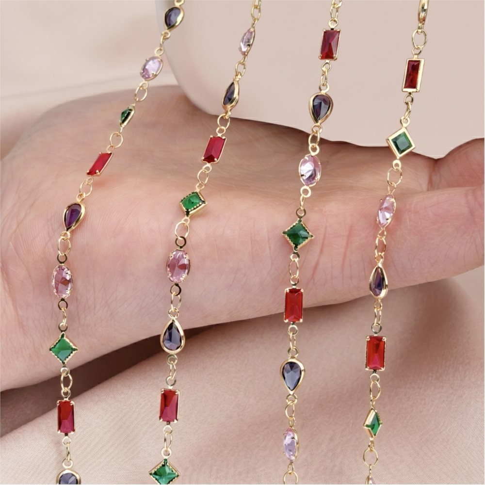 1meter Mix Colored Rectangular - Pearl Trim Chain review and price