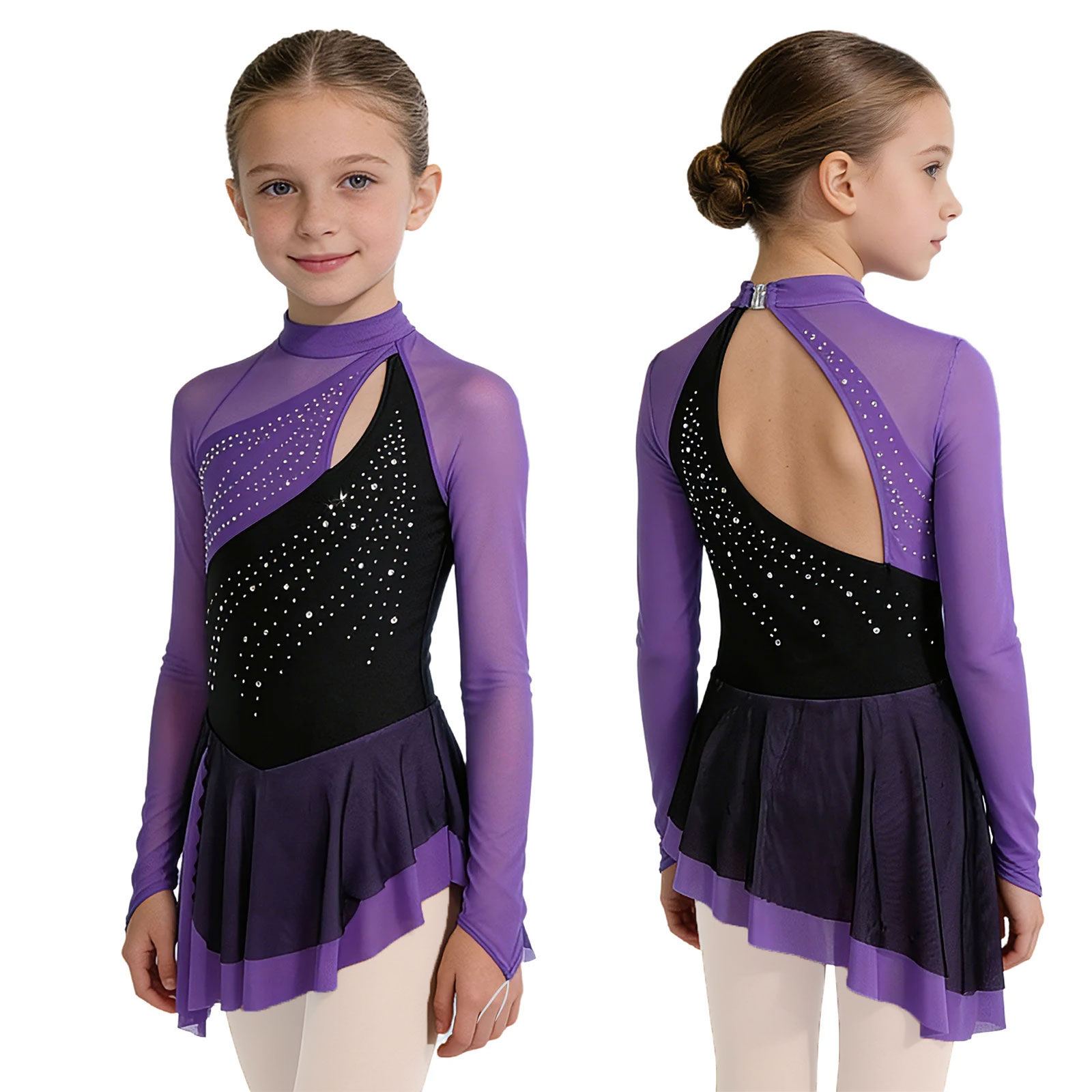 Kids Girls Gymnastics Tops Fig - Rhinestone Banding Trim review and price