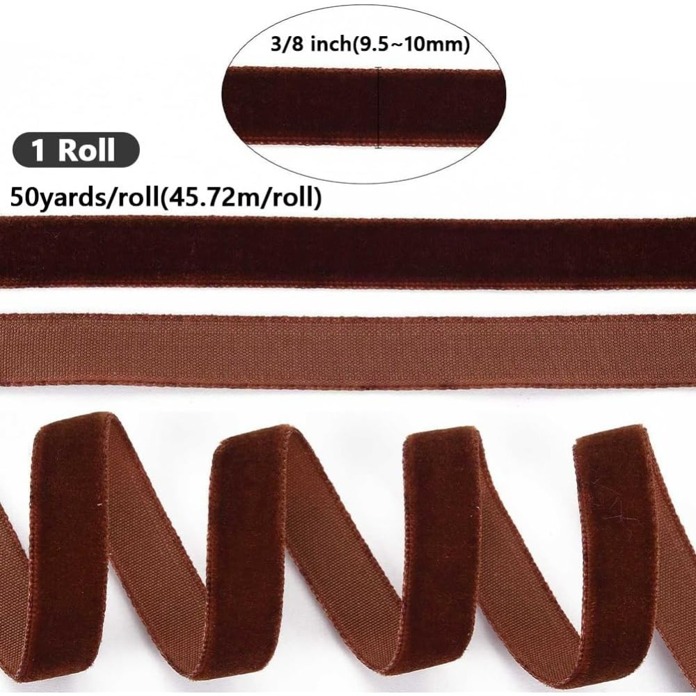 50 Yards 3/8 Inch Coconut Brow - Velvet Ribbon Roll review and price