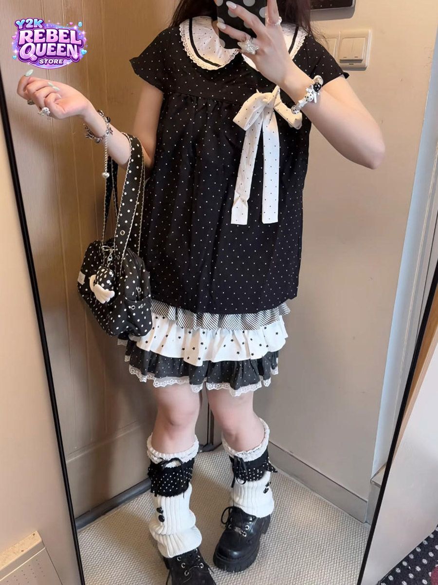 Y2K Kawaii Japanese Polka Dot  - Lace Ribbon Trim review and price