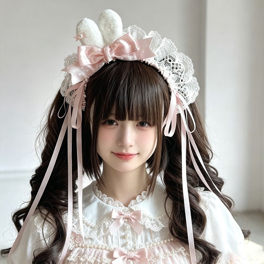 New Polka Dot Bow Bunny Ear He - Lace Ribbon Trim review and price