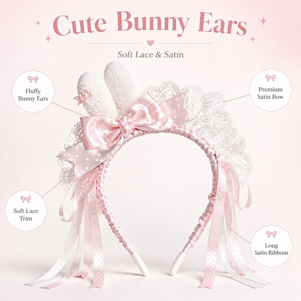 New Polka Dot Bow Bunny Ear He - Lace Ribbon Trim review and price