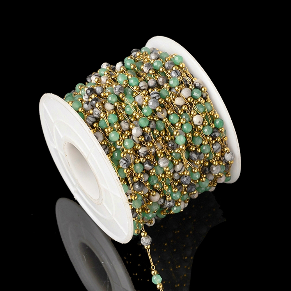 1Meter Elegant Mix Round Stone - Pearl Trim Chain review and price